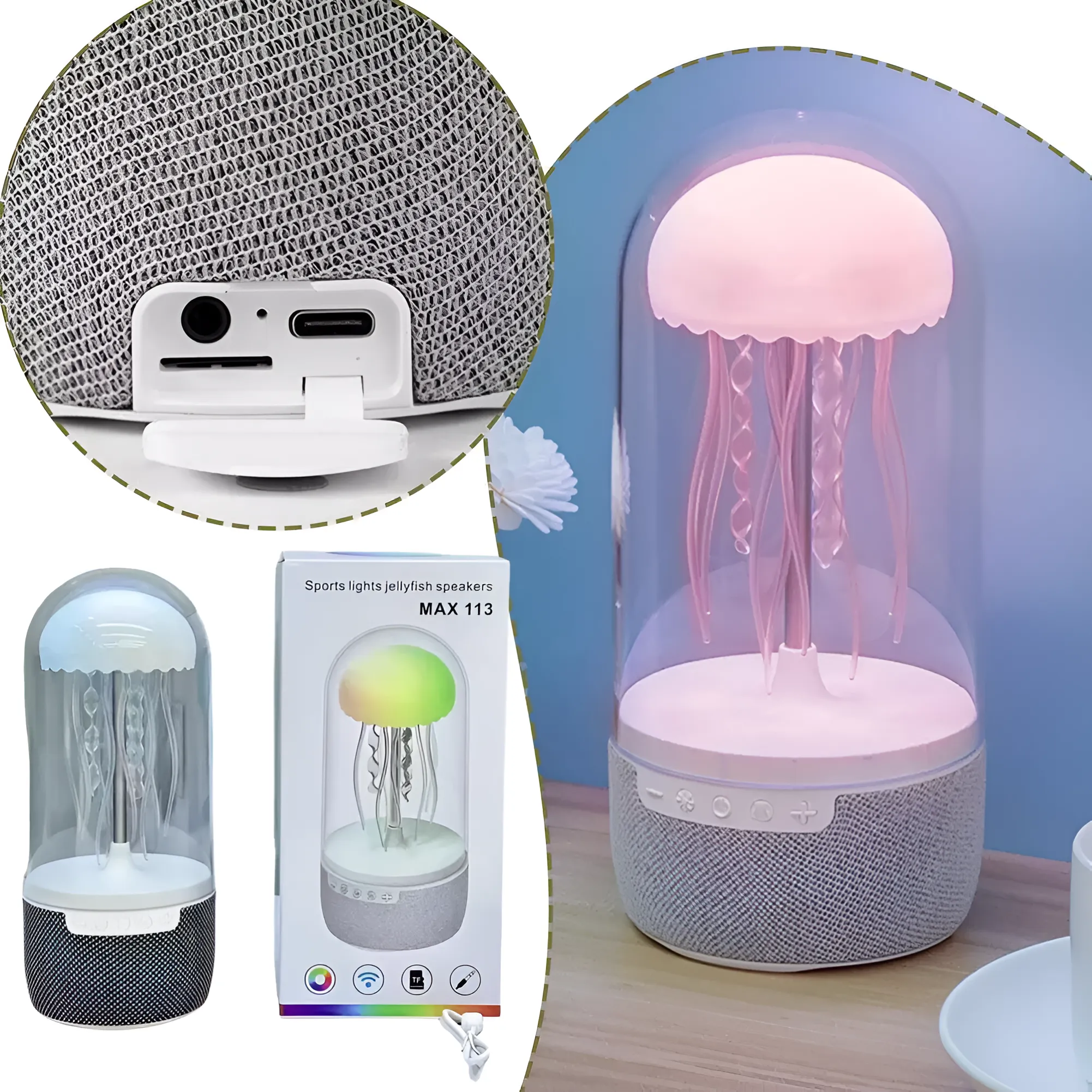 MAX 113 Creative Bluetooth Jellyfish Speaker with Colorful Octopus Lights - Image 2