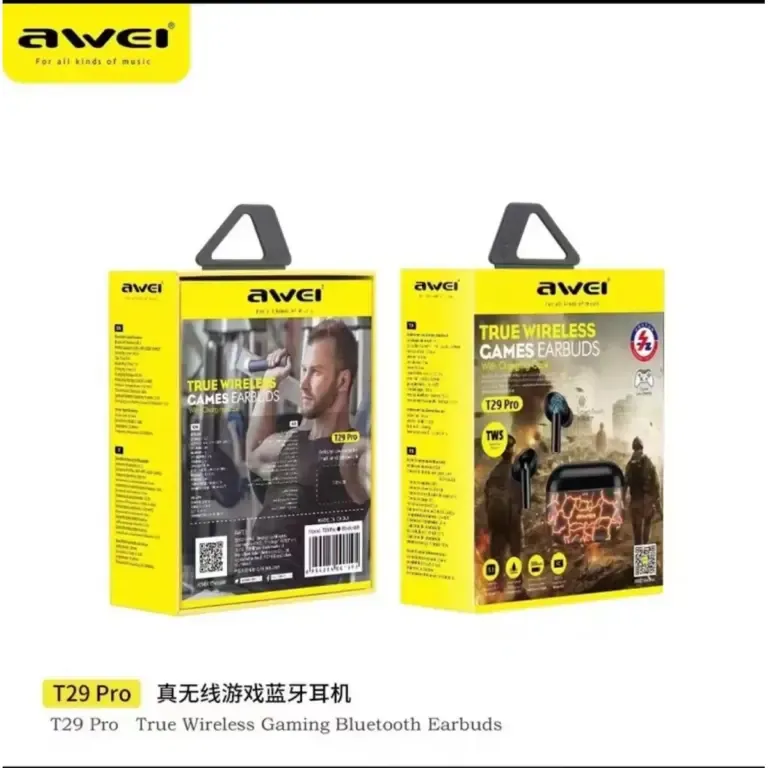 AWEI T29 Pro True Wireless Earbuds – Yellow Color - Image 2