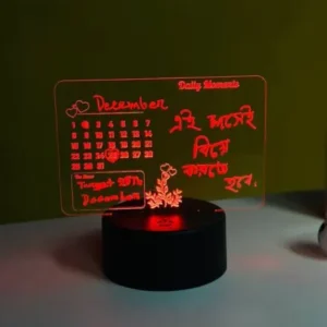 GearUP Multicolor Acrylic Night Lamp with Writable Calendar Board and Erasable Pen